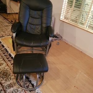 Rockin chair,  black leather chair